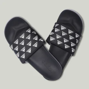 Adidas Repeat Logo Slides – Black Comfort Edition