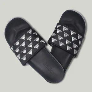 Adidas Repeat Logo Slides – Black Comfort Edition