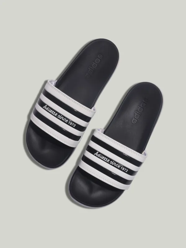 Adidas Adilette Slides – White & Black Classic Edition