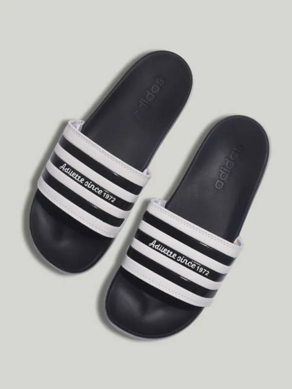 Adidas Adilette Slides – White & Black Classic Edition