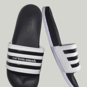 Adidas Adilette Slides – White & Black Classic Edition