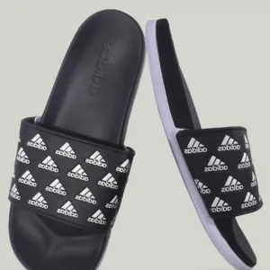 Adidas Repeat Logo Slides – Black Comfort Edition