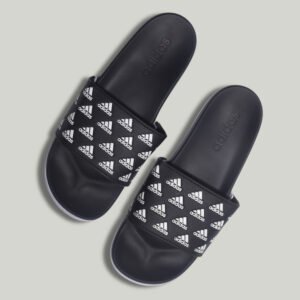 Adidas Repeat Logo Slides – Black Comfort Edition