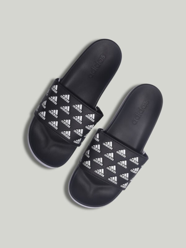 Adidas Repeat Logo Slides – Black Comfort Edition